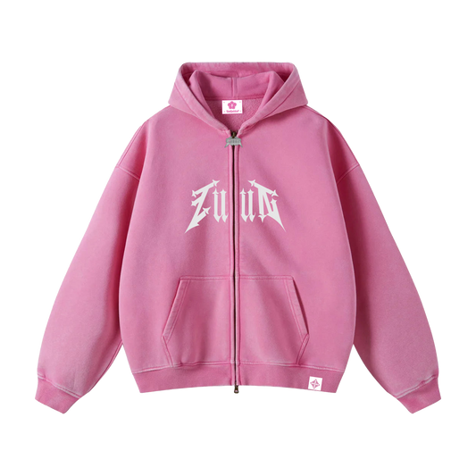 Pink ZUUN Full-Zip Hoodie